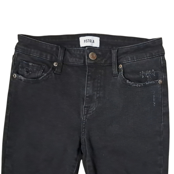 Pistola Arielle Skinny Jeans Size 27 Black Distressed Stretch Denim - Picture 4 of 15